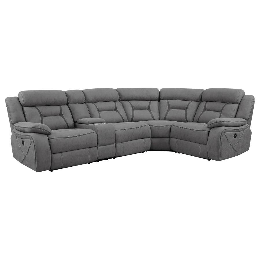 Thumbnail: Higgins Upholstered Power Reclining Sectional Sofa Grey