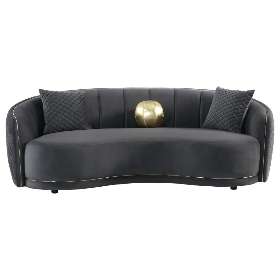 Thumbnail: Brookside 2-piece Velvet Upholstered Sofa Set Dark Grey