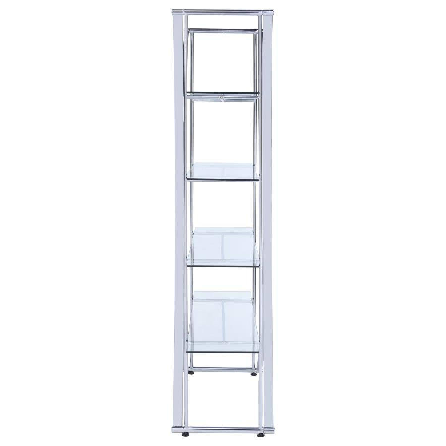 Thumbnail: Larson 73-inch 4-shelf Glass Bookshelf Chrome