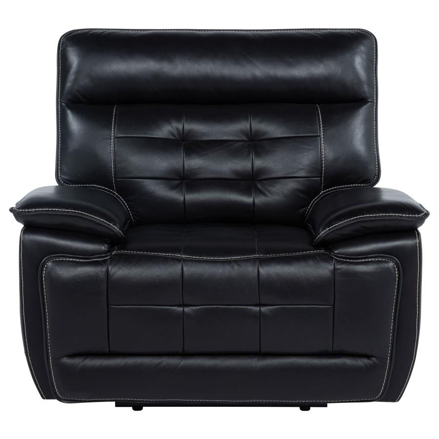 Thumbnail: Hewitt Leather Upholstered Dual Power Recliner Chair Black