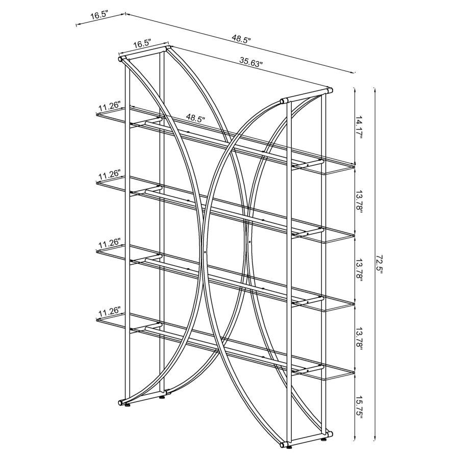 Thumbnail: Larson 73-inch 4-shelf Glass Bookshelf Chrome