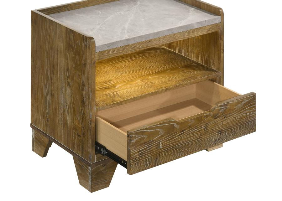 Thumbnail: Henderson 1-drawer LED Nightstand Bedside Table Medium Oak