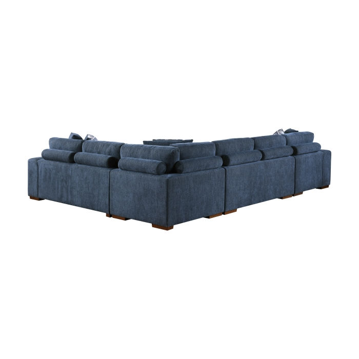 Thumbnail: Raife 5pc Sectional with Left Chaise and Storage Ottoman - Blue