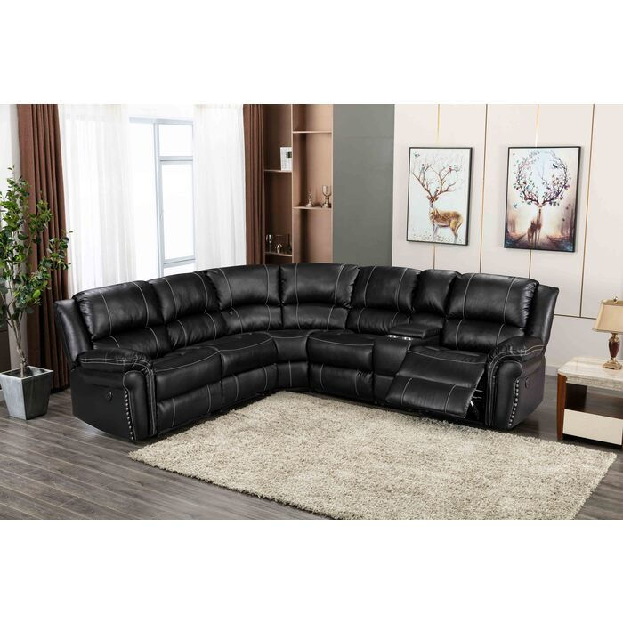 Thumbnail: Air Leather Power Modular Recliners Sectional Sofa w/ USB