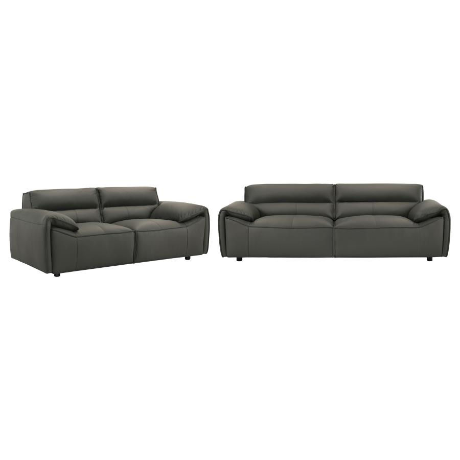 Thumbnail: Buxton 2pc Leather Upholstered Sofa Set