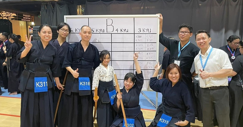From left to right: Irose Boniel, Lyle Castroverde, Raul Guerrero, Sylyn Candido, Angel Cruz, with Ron-sensei and Allan-sensei