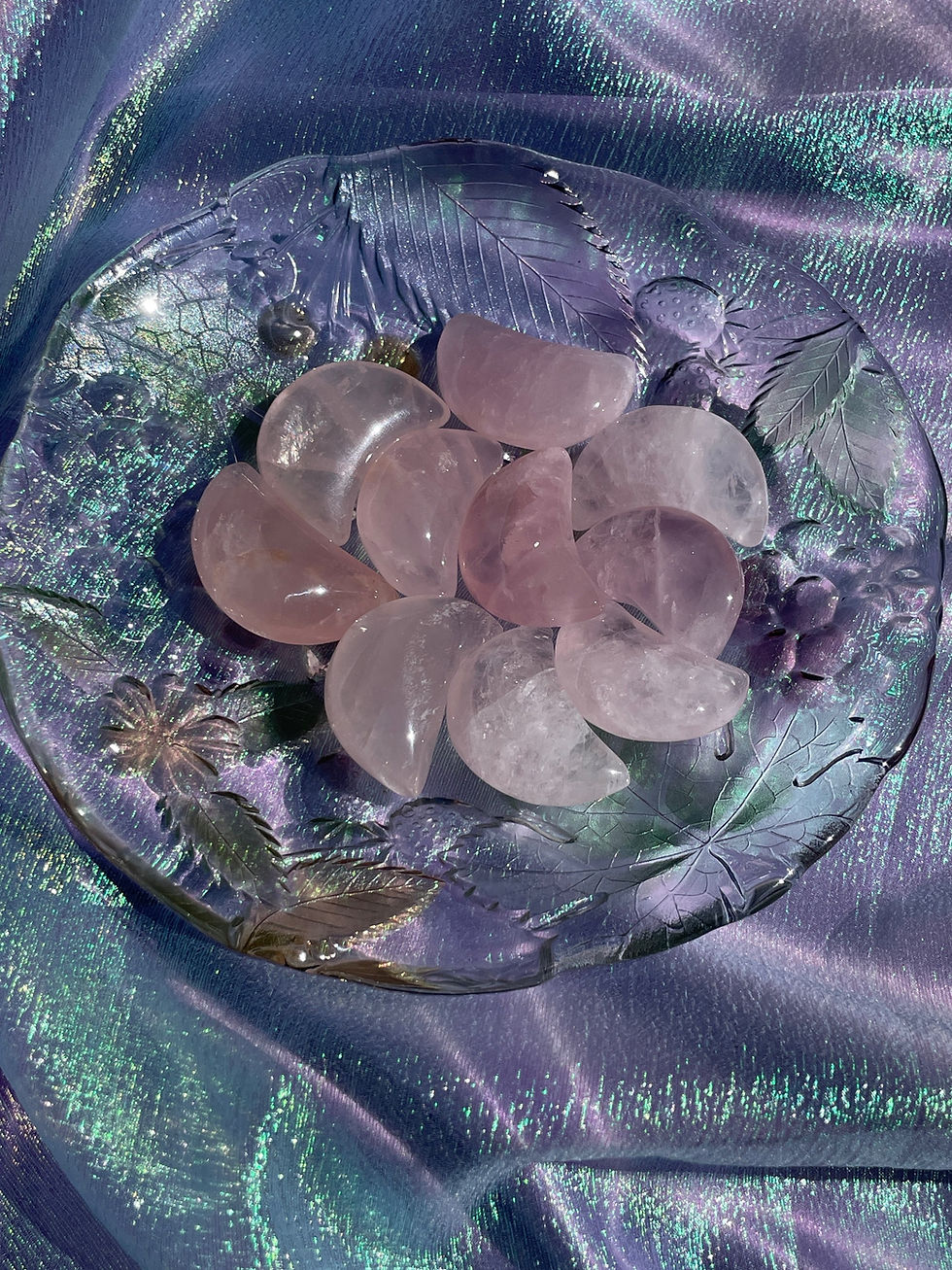 Thumbnail: Gemmy Rose Quartz Moon Carving