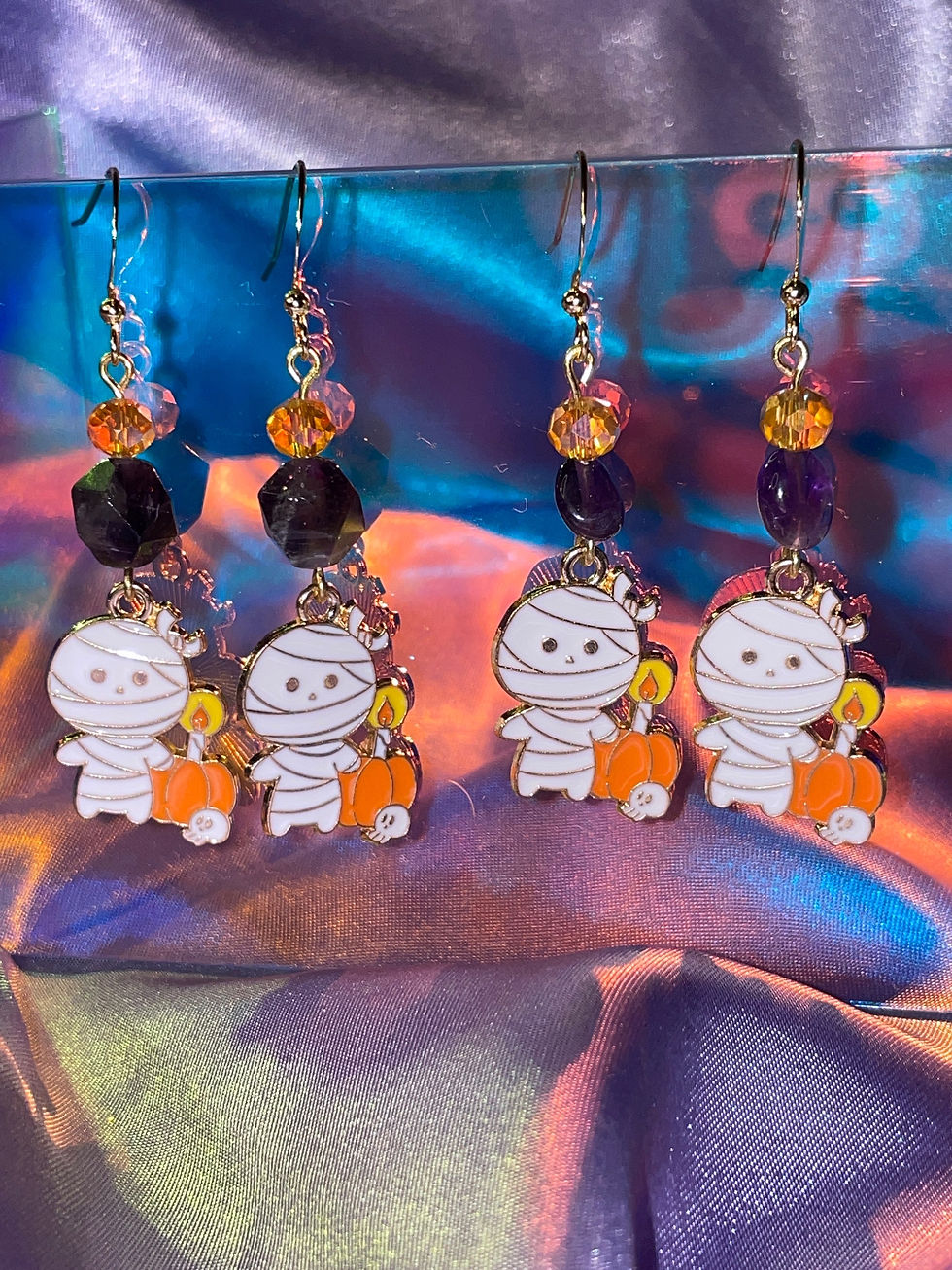 Thumbnail: Spooky Amethyst Mummy Earrings 👻🎃🦇🍁🔮✨