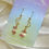 Thumbnail: Luna Pink Tourmaline Opalite Gemstone Raw Brass Dangle Earrings