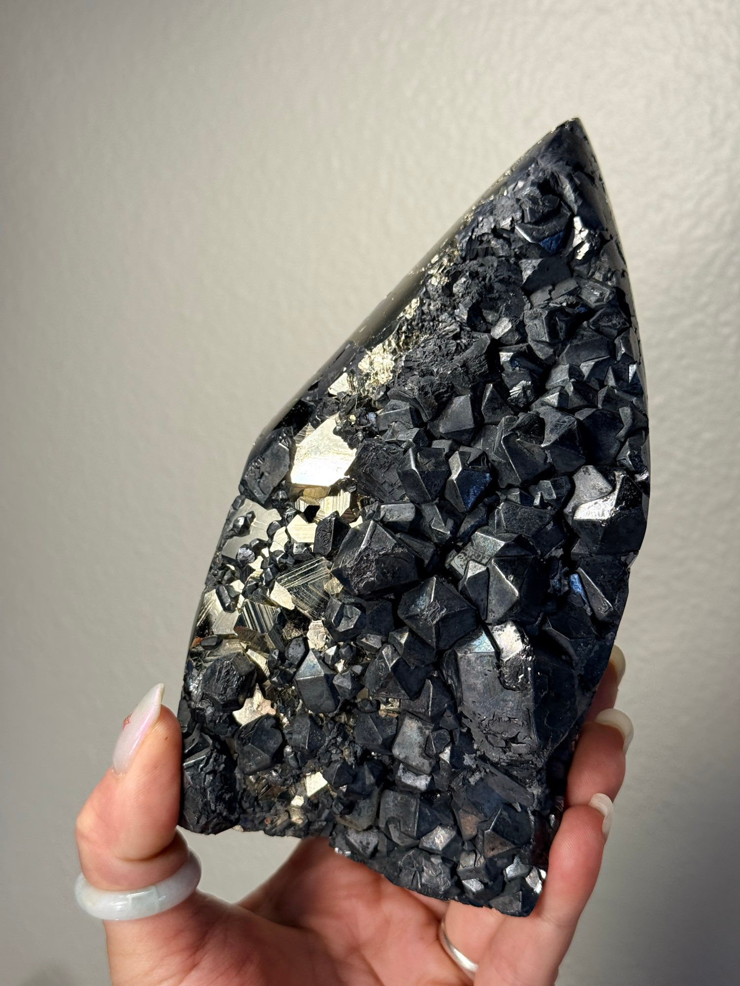 High Shine Pyrite x Galena Druzy Freeform XL Statement Piece