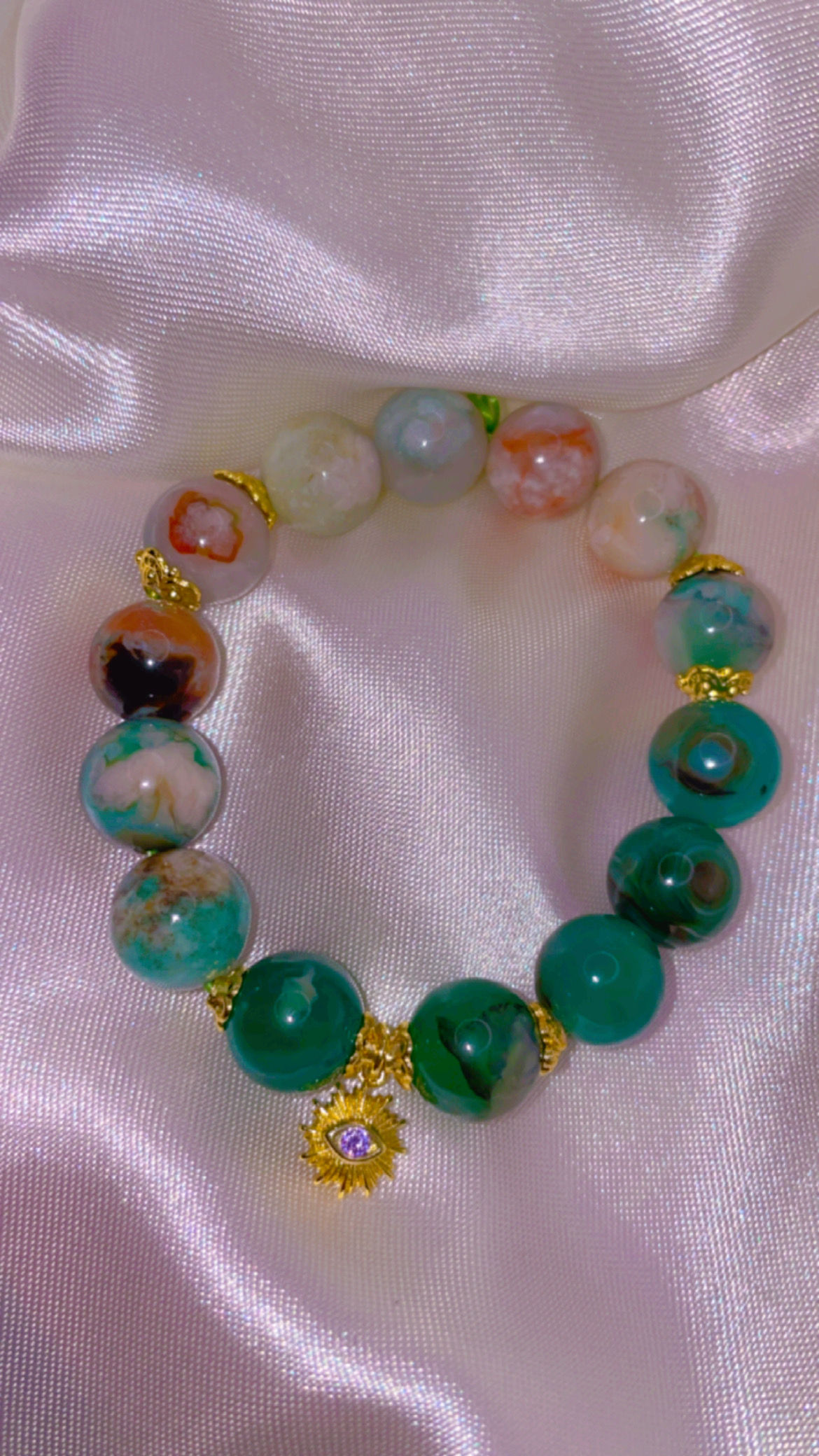 Stunning Green Flower Agate Intention Bracelet