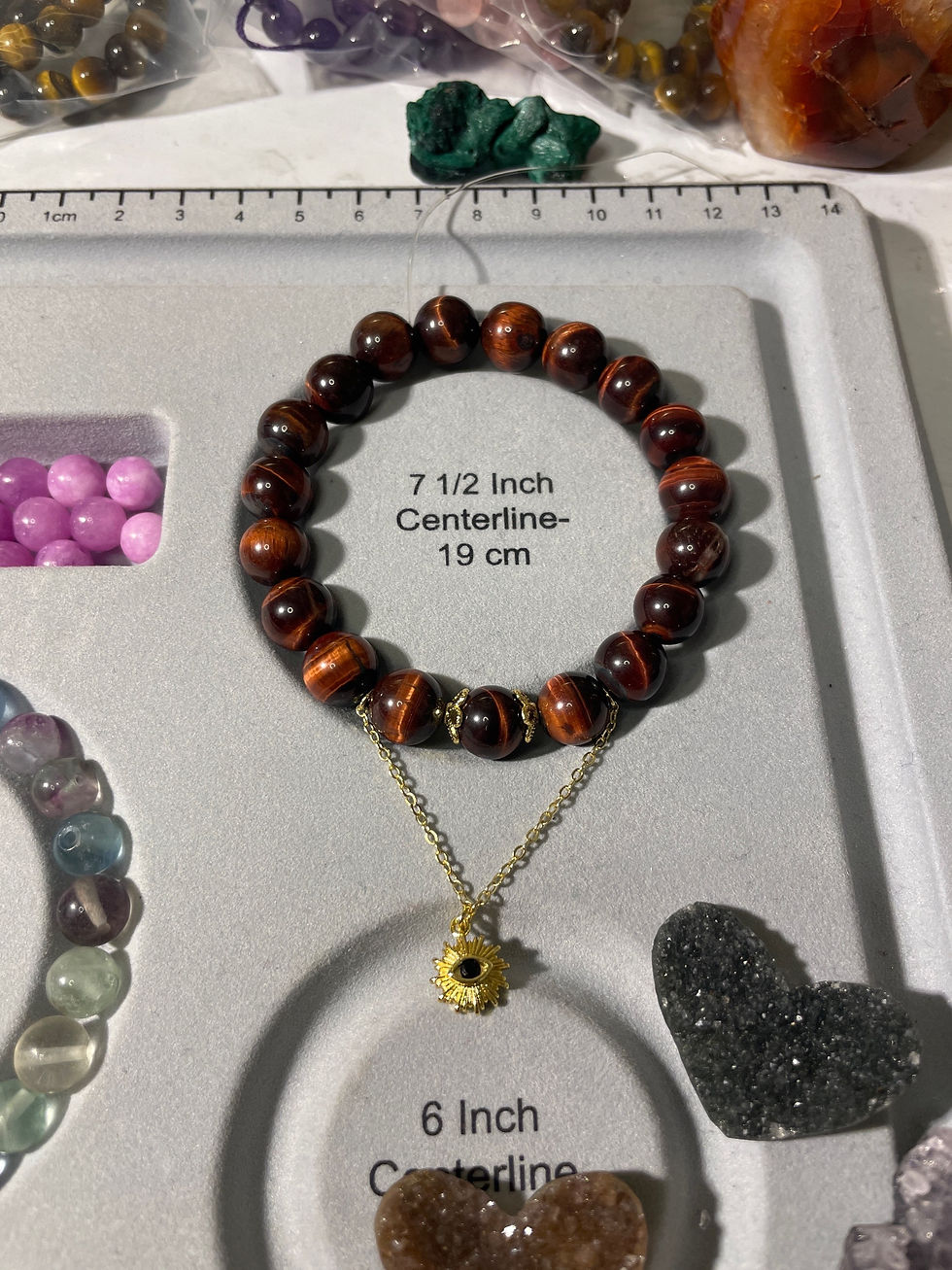 Thumbnail:  Red Tiger’s Eye Crystal Charm Bracelet 10mm Big Bead