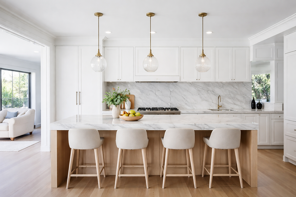 Kitchen renovation in Melbourne featuring a modern open-plan layout with island bench and contemporary finishes
