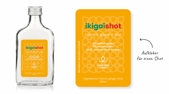 Aufklebergestaltung für einen Shot