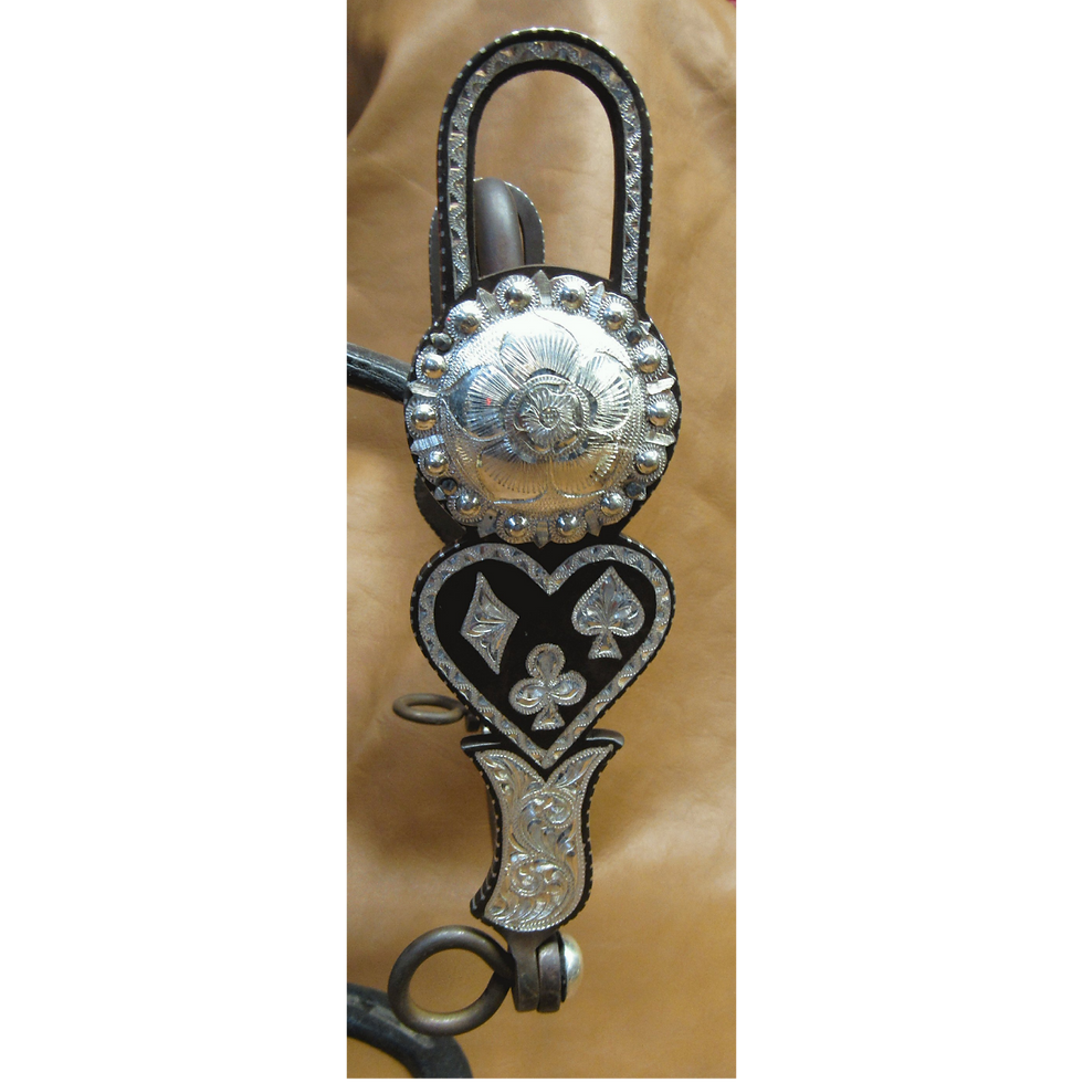 E Garcia Concho Heart & Card Suits High Port Silver Bit Brown Finish