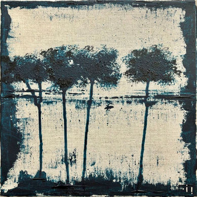 ines Soavi . i i .  Young Trees . Indigo on natural linen.