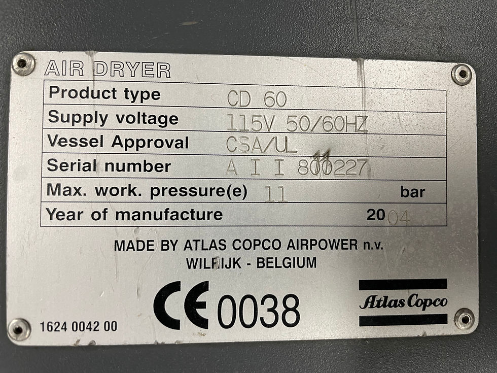 Miniature : Air Dryer au dessicant Atlas Copco CD60 assécheur d'air