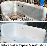 Before and after of Corner sink restoration Dennies Resurfacing Bethlehem Pa Refinishing, reglazing