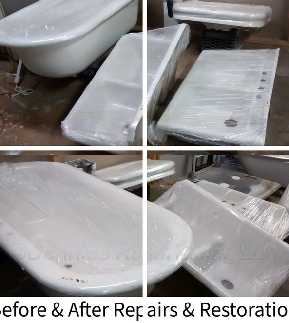Wrapped and ready to go, client pieces repaired, reglazed and restored with a beautiful shine like the day they were created, by Dennie's Resurfacing LLC in Bethlehem Pa.