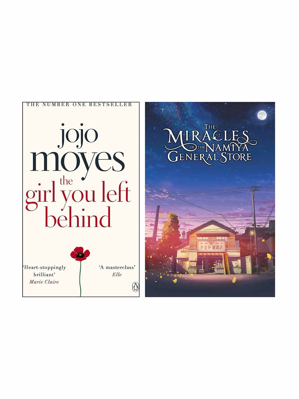 Covers for 'The Girl You Left Behind' and 'Miracles of the Namiya General Store'
