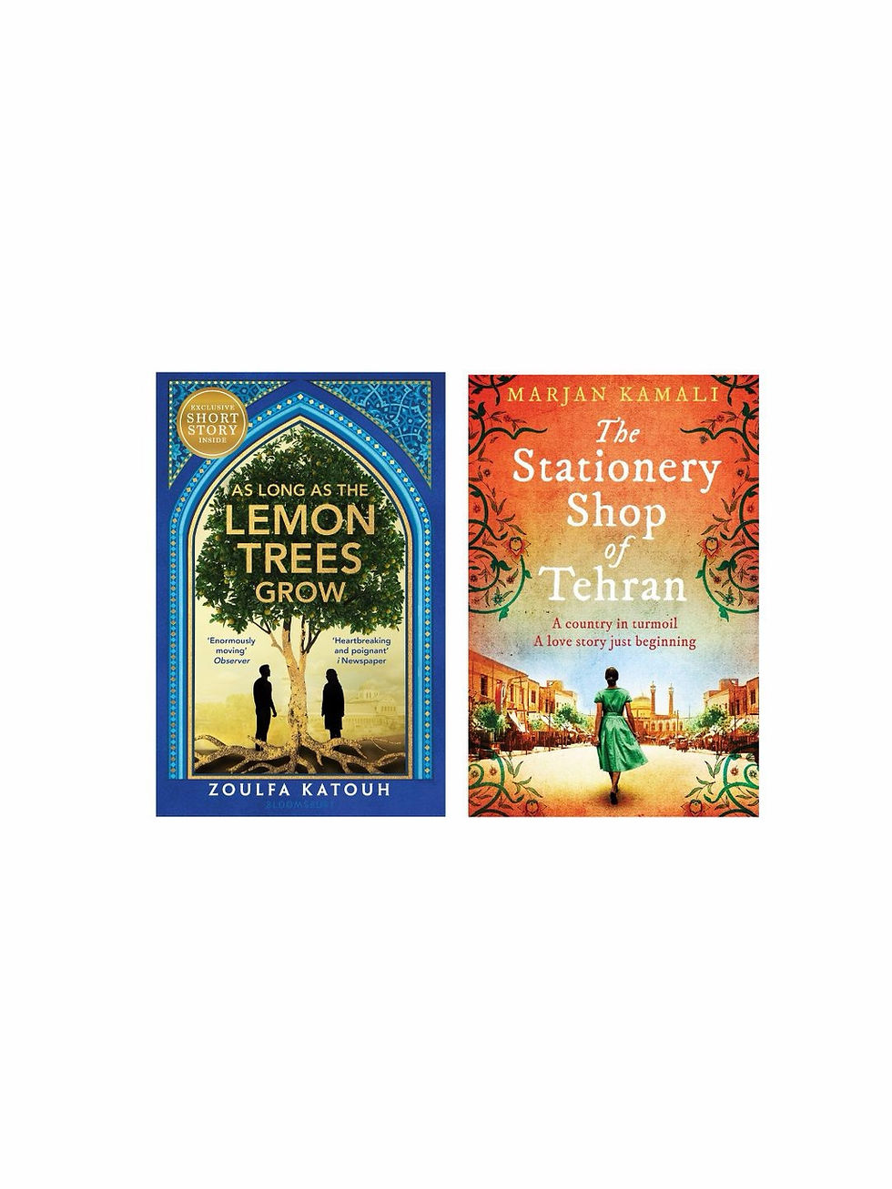 Book covers: The Lemon Trees Grow and The Stationery Shop of Tehran
