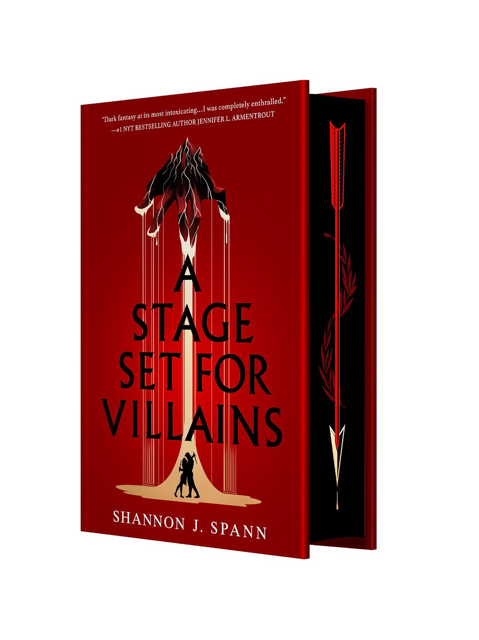A Stage Set for Villains by Shannon J. Spann book cover, red with marionettes