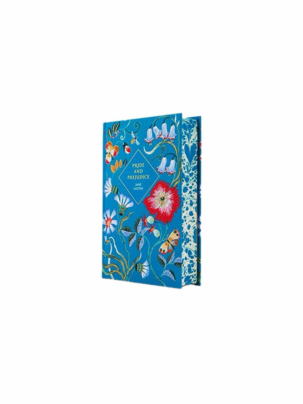 Pride and Prejudice book with blue floral cover