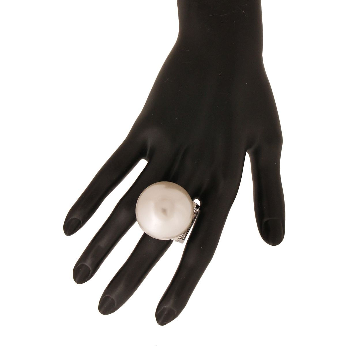 Silver Cube Pearl Ring