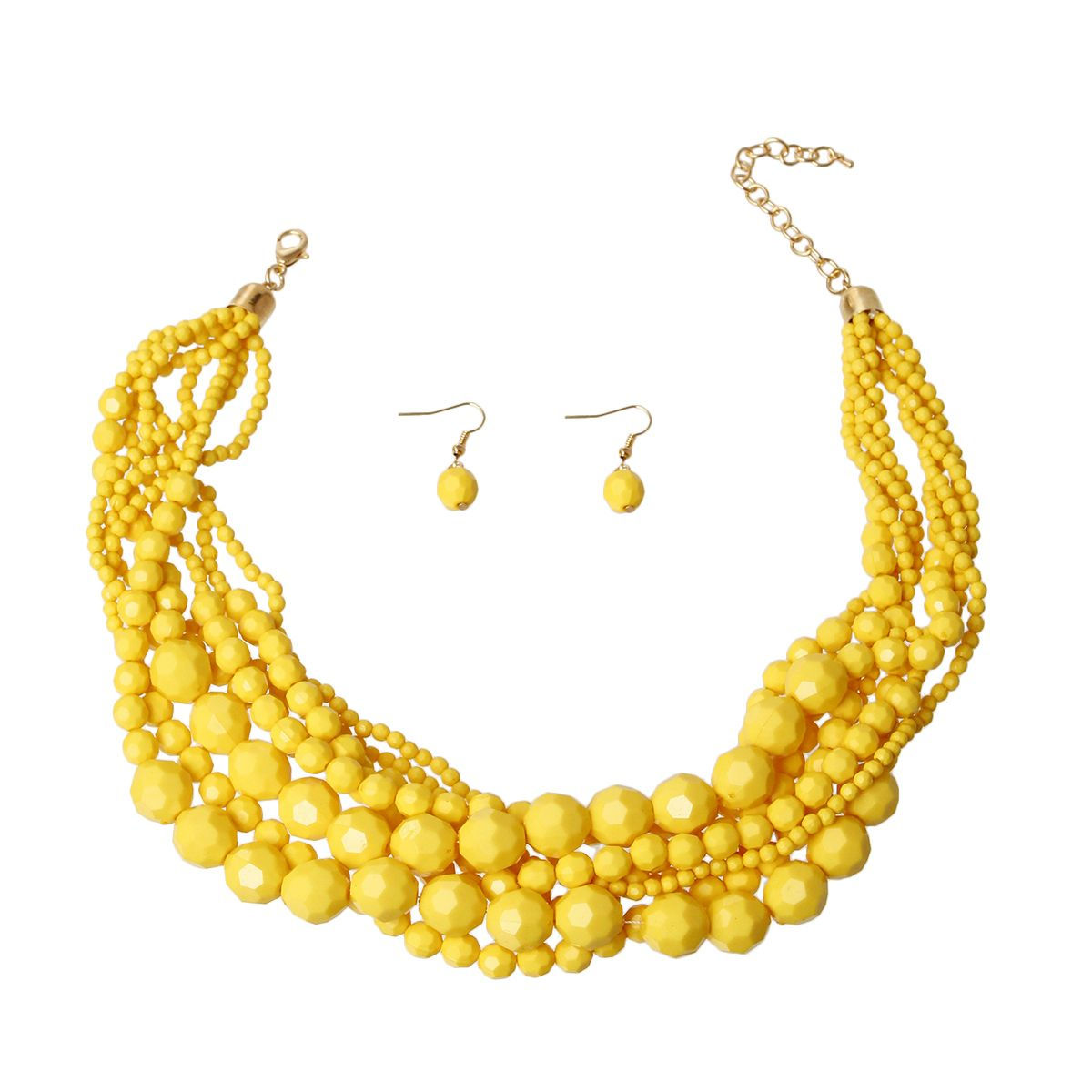 Gold Braided Bead Necklace Set