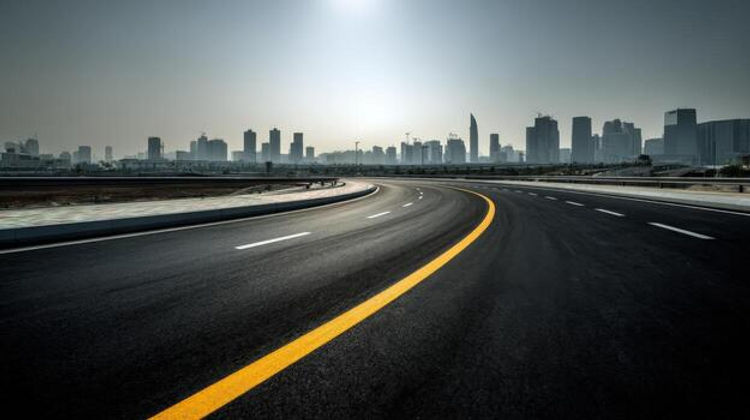 cityscape-asphalt-road-leading-to-urban-downtown-modern-architecture-and-business-district