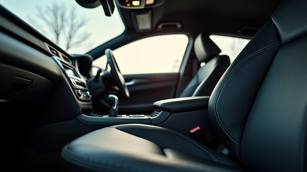 Eye-level view of a clean car seat interior