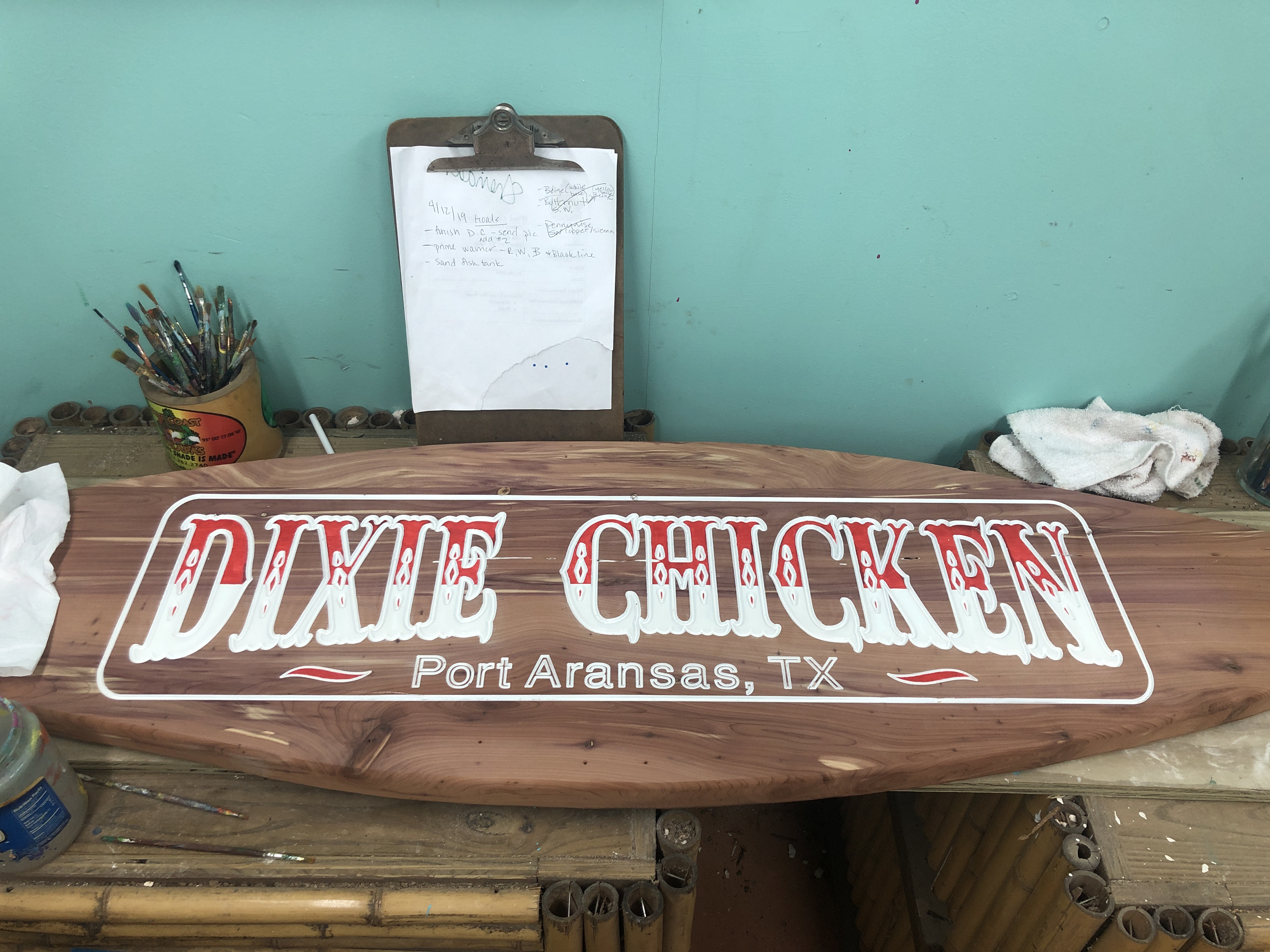 The Dixie Chicken carving