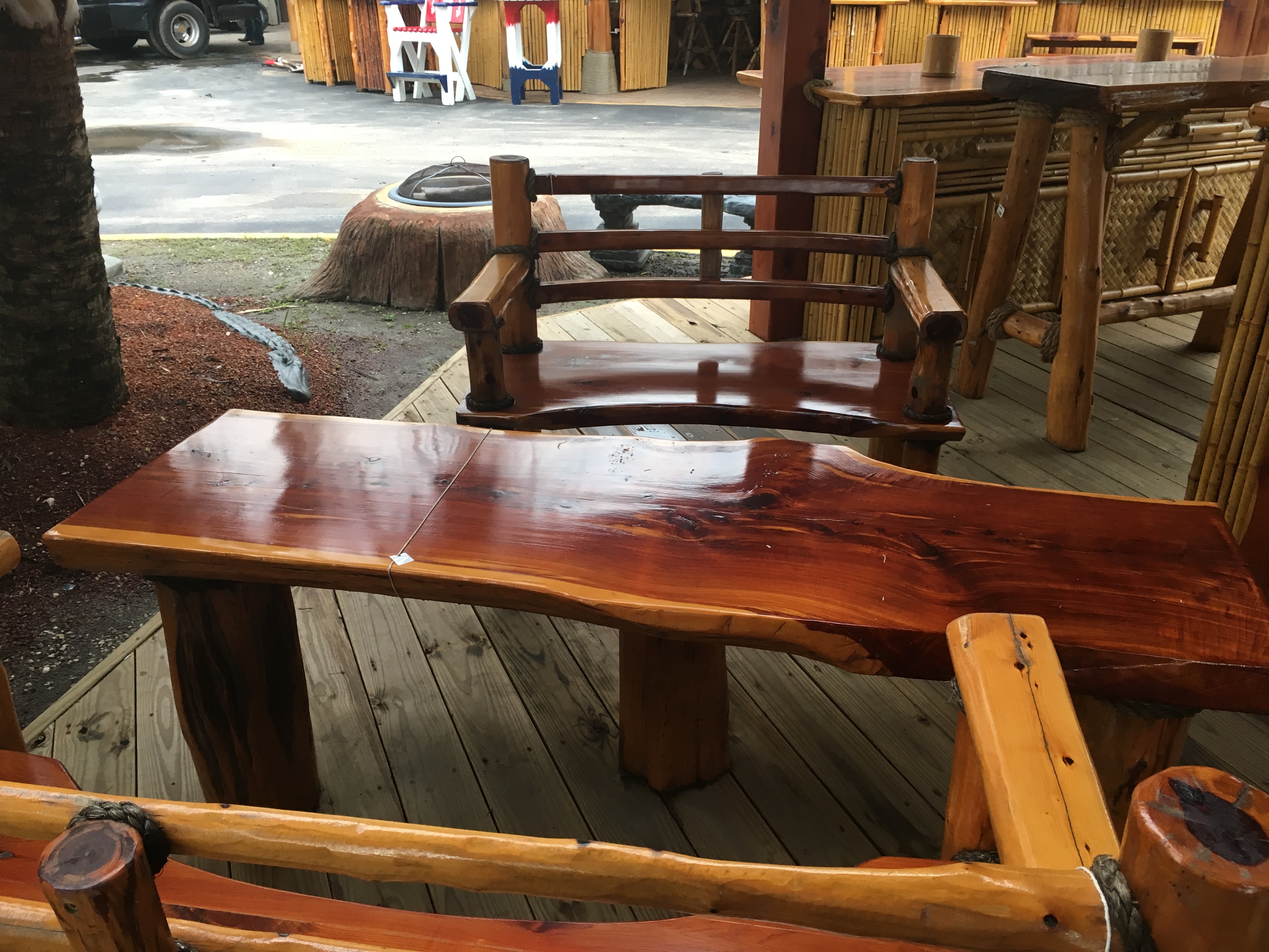 Cedar double wide chairs with table