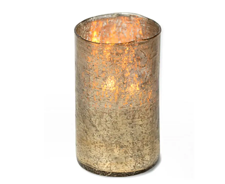 Artisan Gold Hurricane Candle in Grapefruit Pine