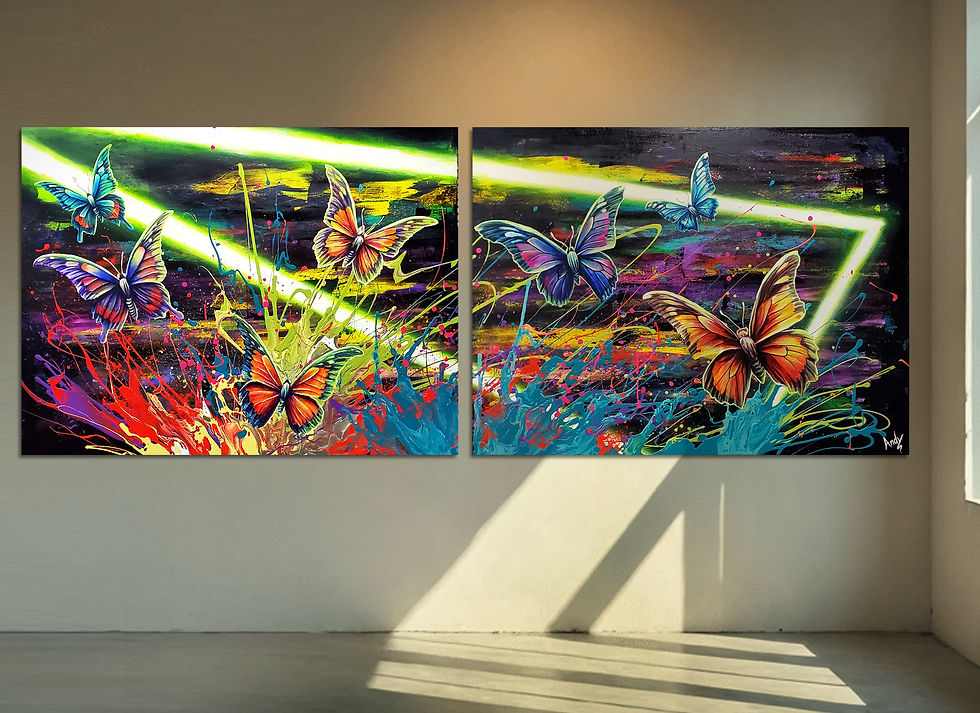 ''Butterflies in the sky''30x80 - Original Painting