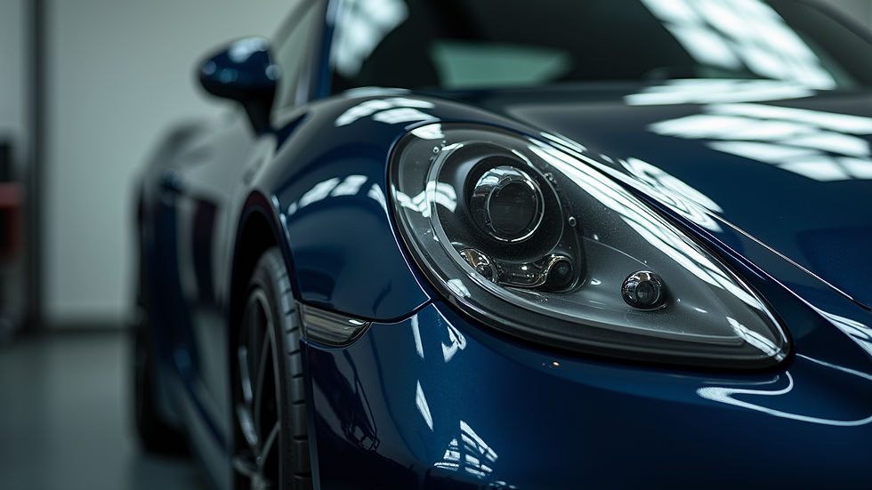 Close-up view of a shiny car after professional detailing