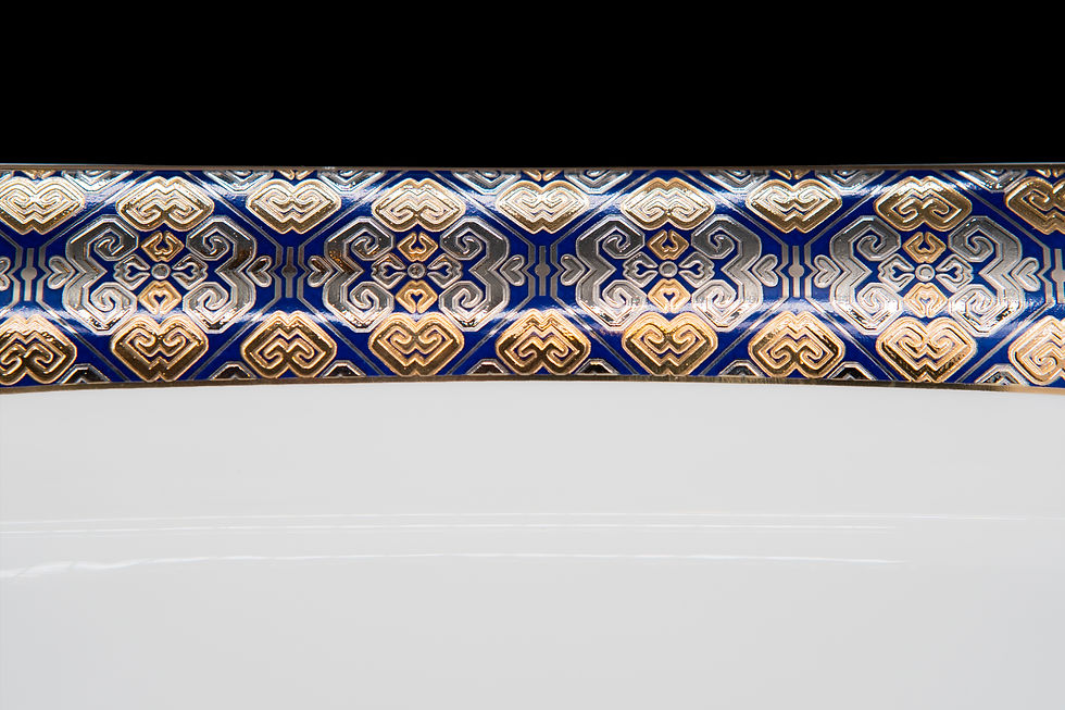 Thumbnail: Pure Gold & Silver Embossed Miao Embroidery Symbol Porcelain Ashtray