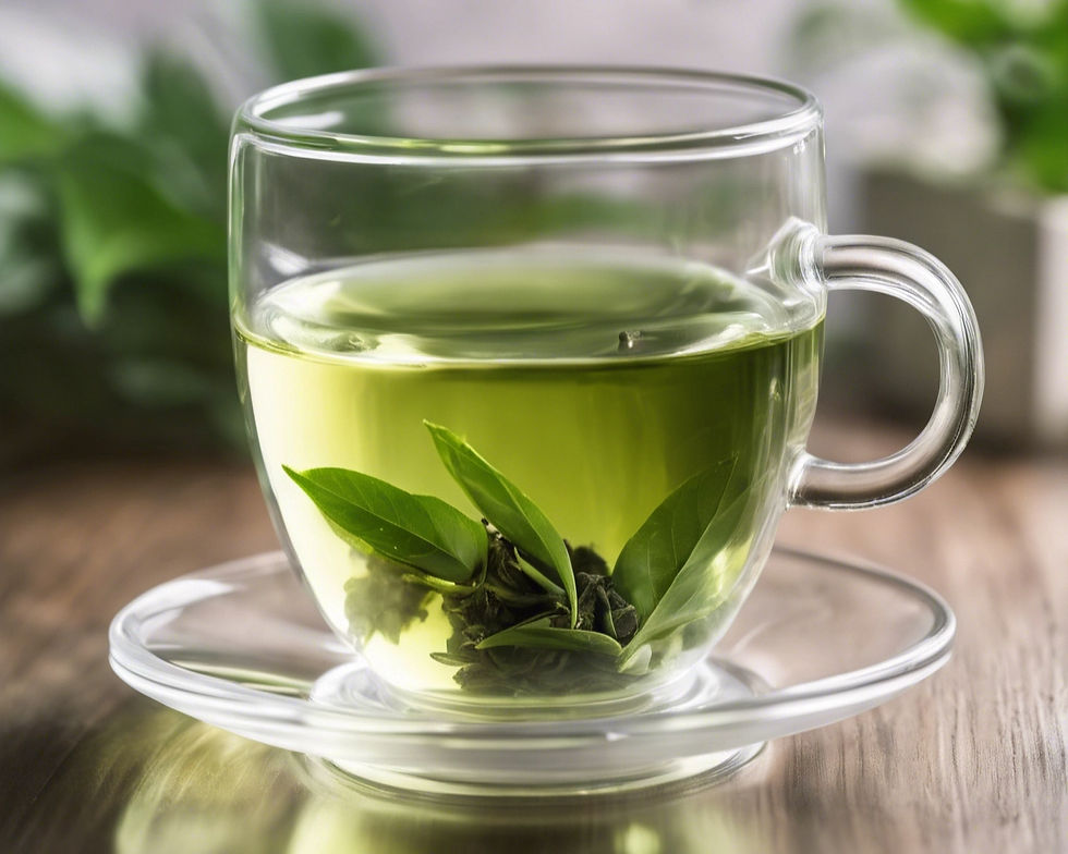 Green tea is a transparent cup
