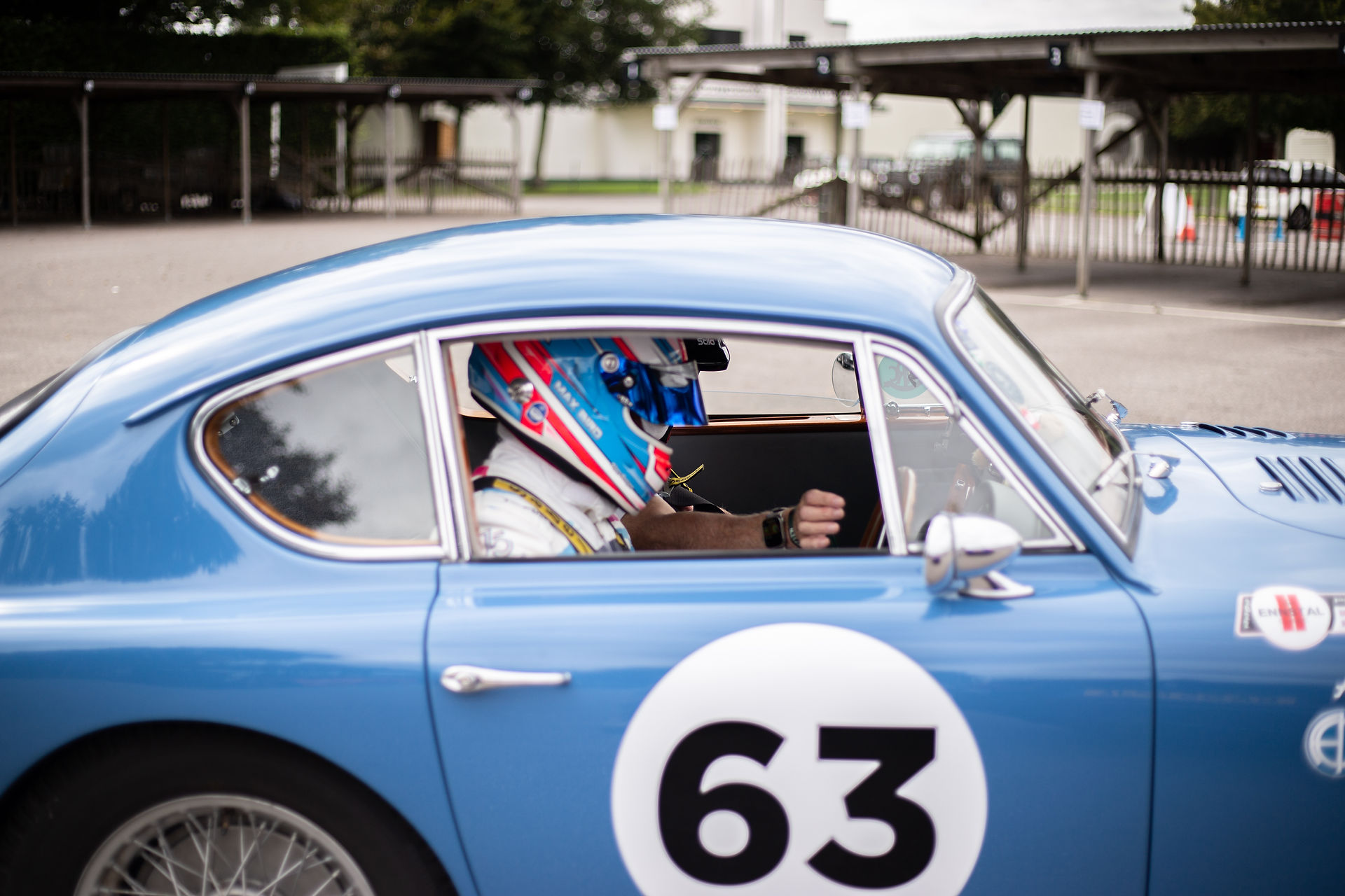AC Bluebird driven by racing driver Max Bird on Goodwood Motor Circuit for Dementia Support Charity Track Day