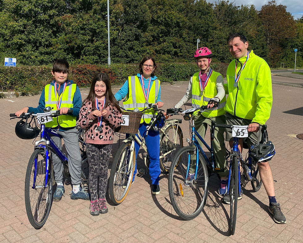 Family at cycling event sportive in West Sussex