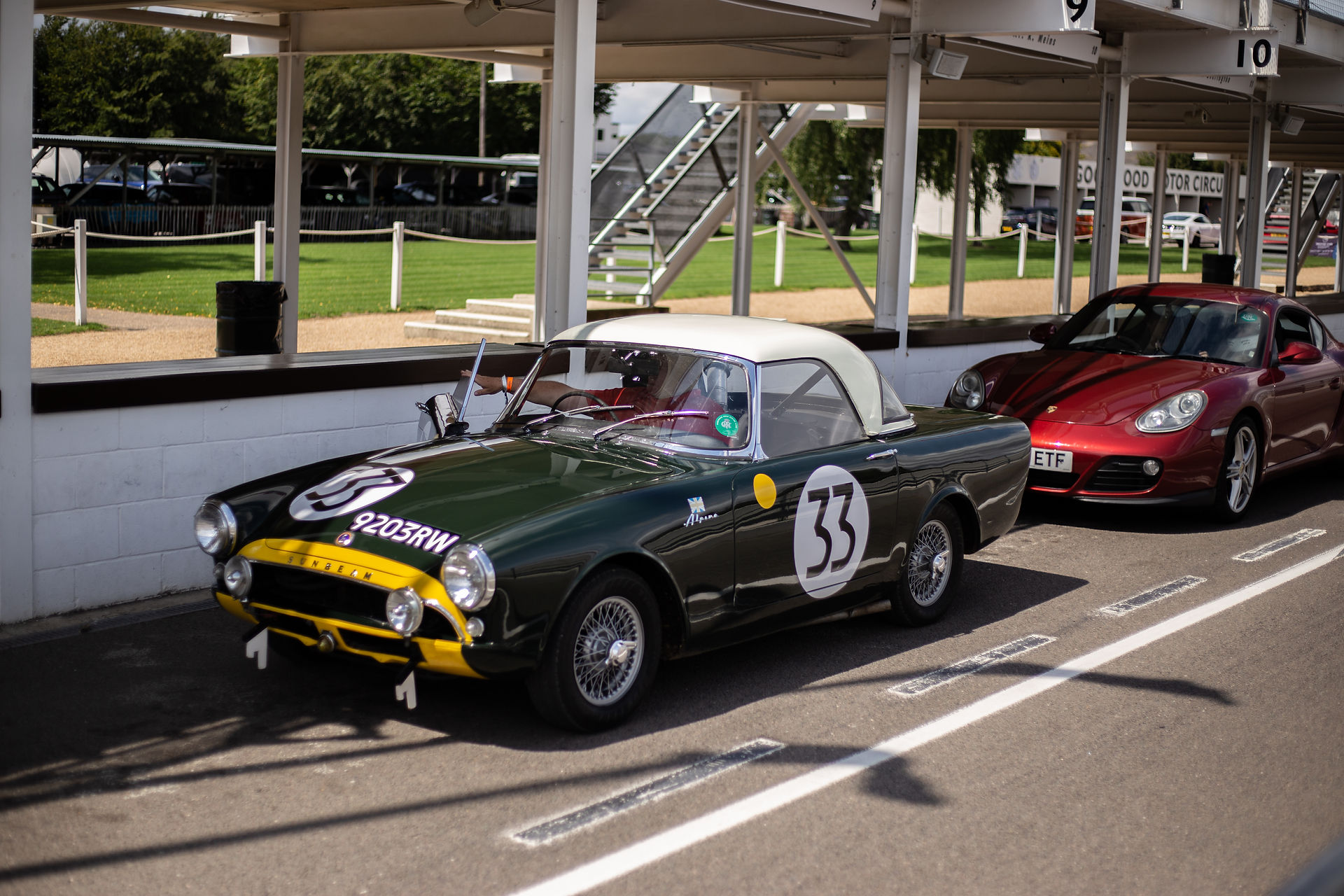 Classic Car preparing to drive on Goodwood Motor Circuit for Dementia Support Charity Track Day