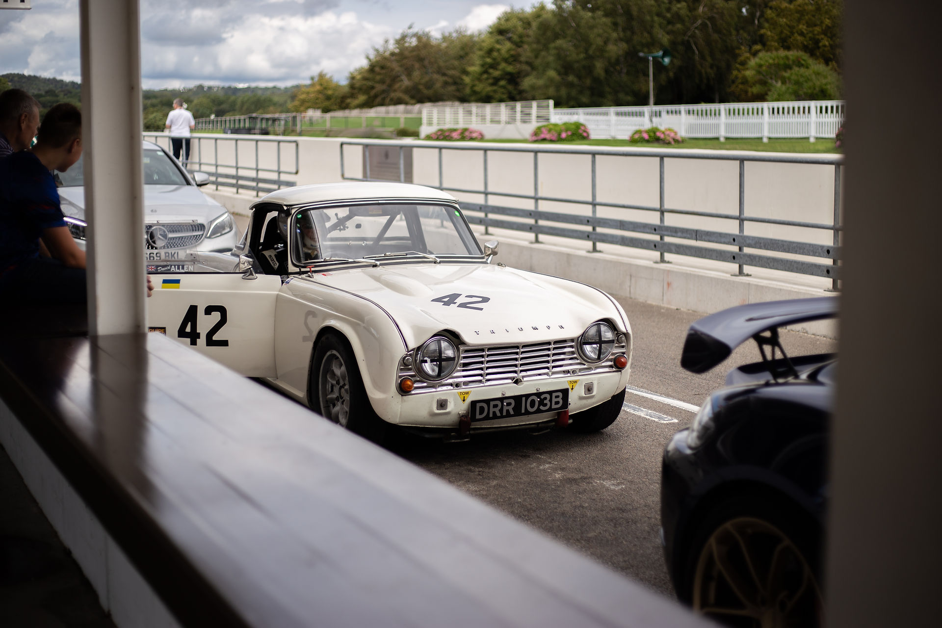 Classic car preparing to drive on Goodwood Motor Circuit for Dementia Support Charity Track Day