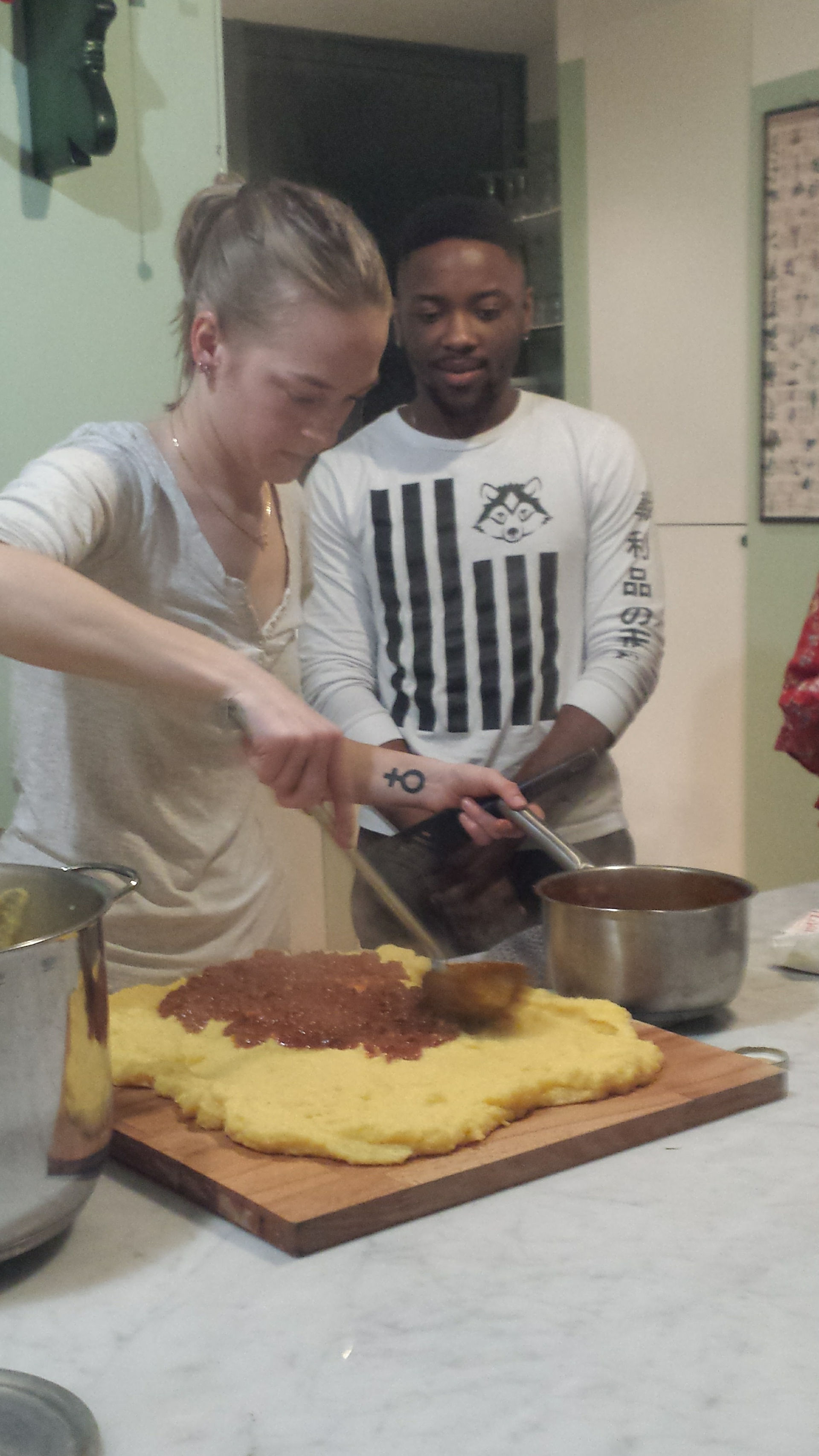 Classmates Preparing Cornmeal