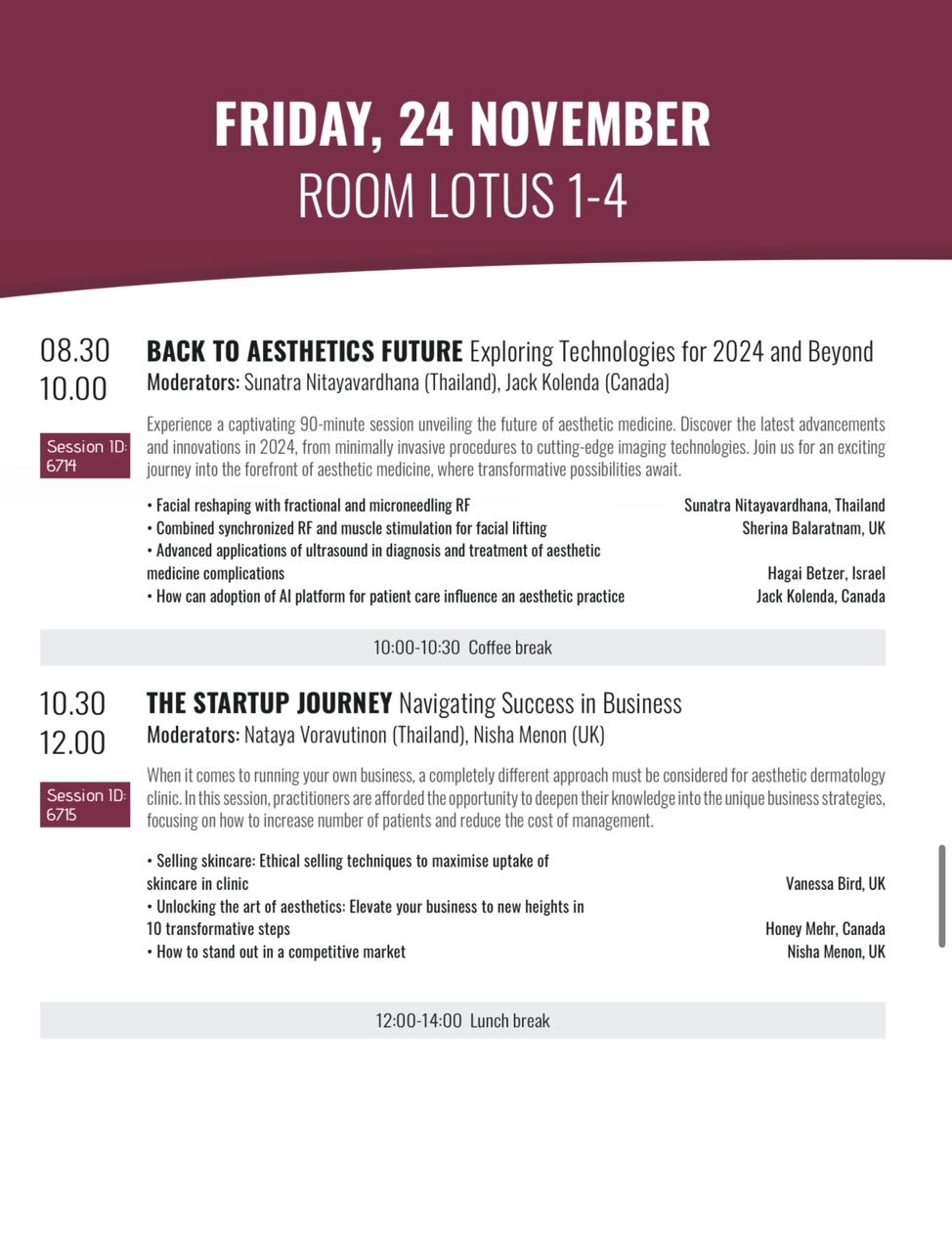 The morning congress programme which shows Vanessa Bird speaking on stage at 10.30am