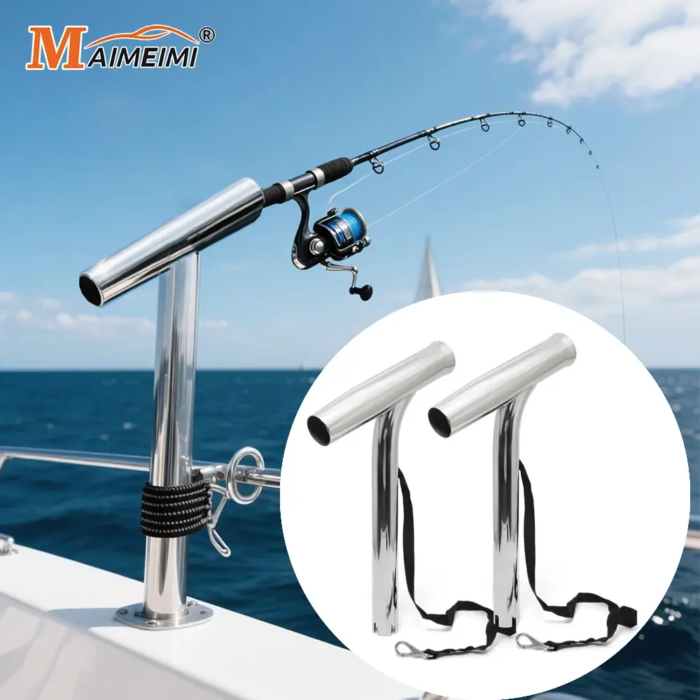 2pcs Marine Fishing Rod Holder Outrigger 316 Stainless Steel Inclined Legs Rod