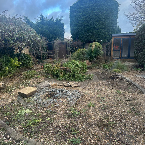 Garden waste cleared and ready for collection