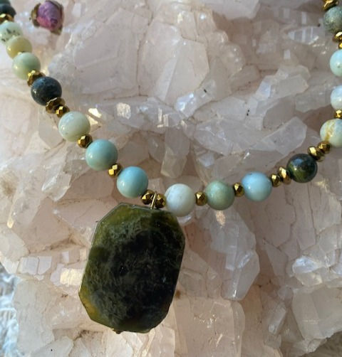 Miniature : Collier Grenat vert