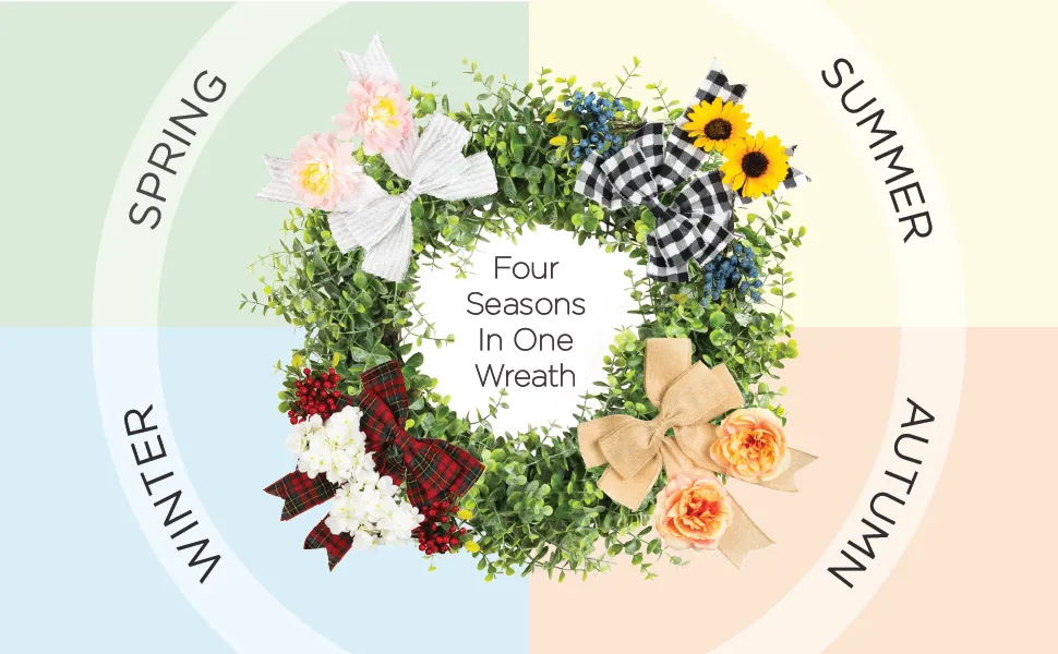Year round interchangeable wreath for front door decor and unique housewarming presents for new neighbors and warm welcomes