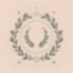 A minimalist geometric graphic of a dark green wreath on a light peach background, a large green wreath encircling and small green wreath, with a protection circle line representing clean from dust and dirt for year round use and long term enjoyment of wreaths spring wreath weather resistant door signs and year round use for front porch decor