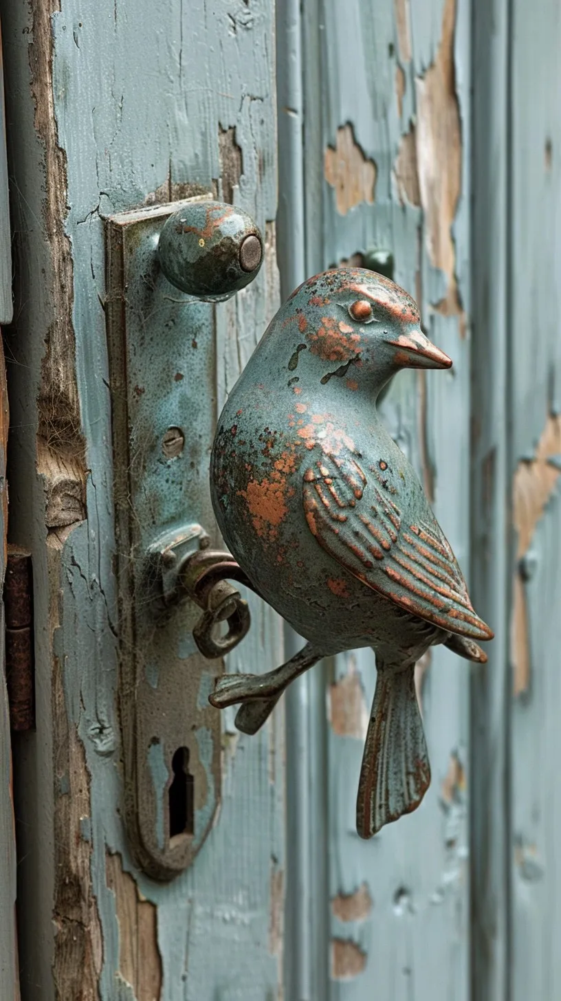 Ornate weather door handle on classic wooden door for traditional front door decor ideas